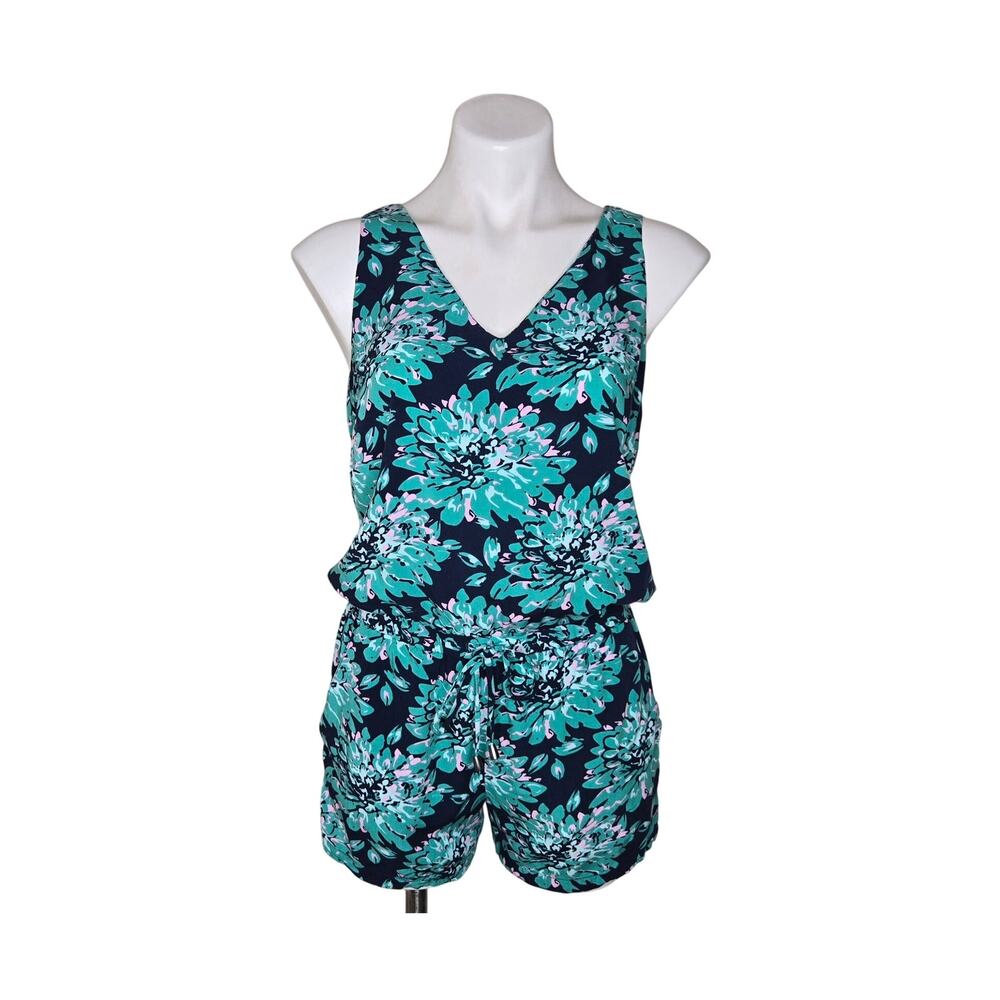 SPLENDID Women's Sleevless Medierannean Blossom Romper Bright Green Size Small